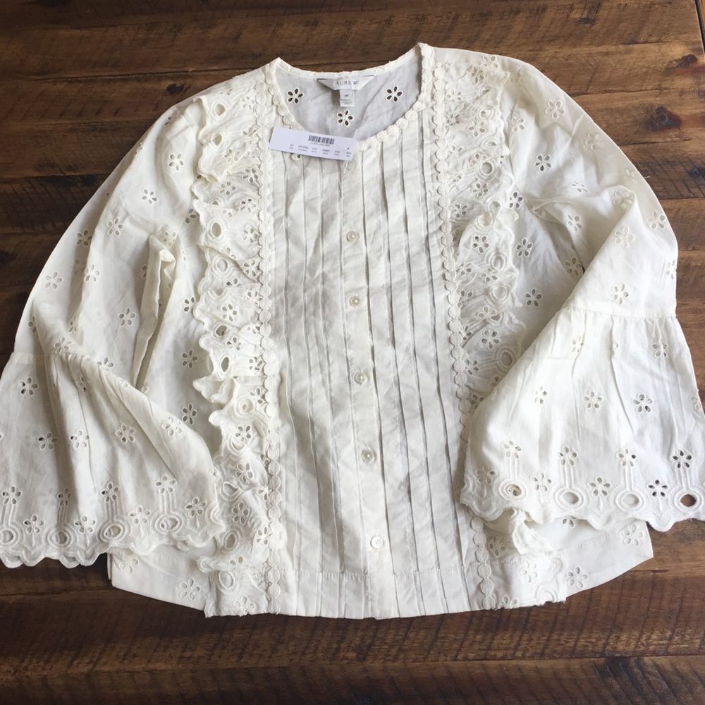 NWT J. Crew Floral Eyelet Top